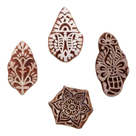 Set of 4 Piece New Mix Wooden Printing Blocks